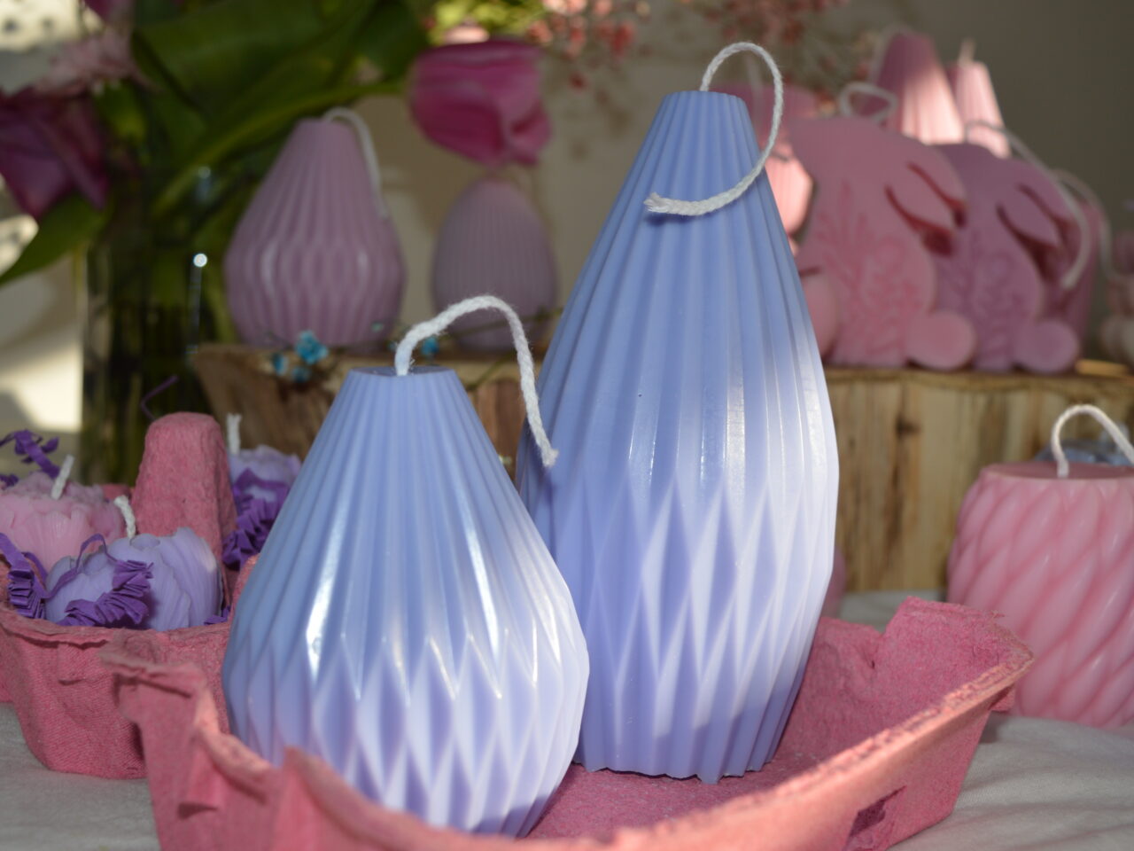 Pakiet 2x świeca diament niebieska S i M