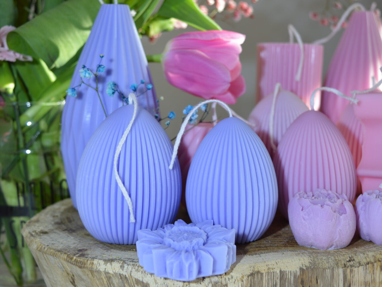 Pakiet 2x jajko wielkanocne ryflowane niebieskie M i L