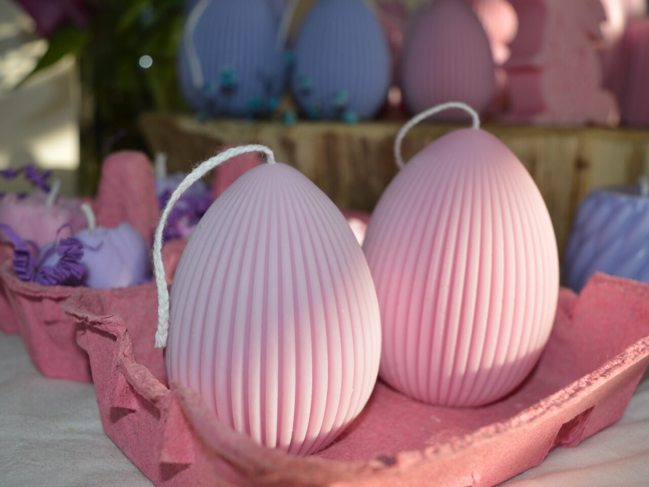 Pakiet 2x jajko wielkanocne ryflowane różowe M i L