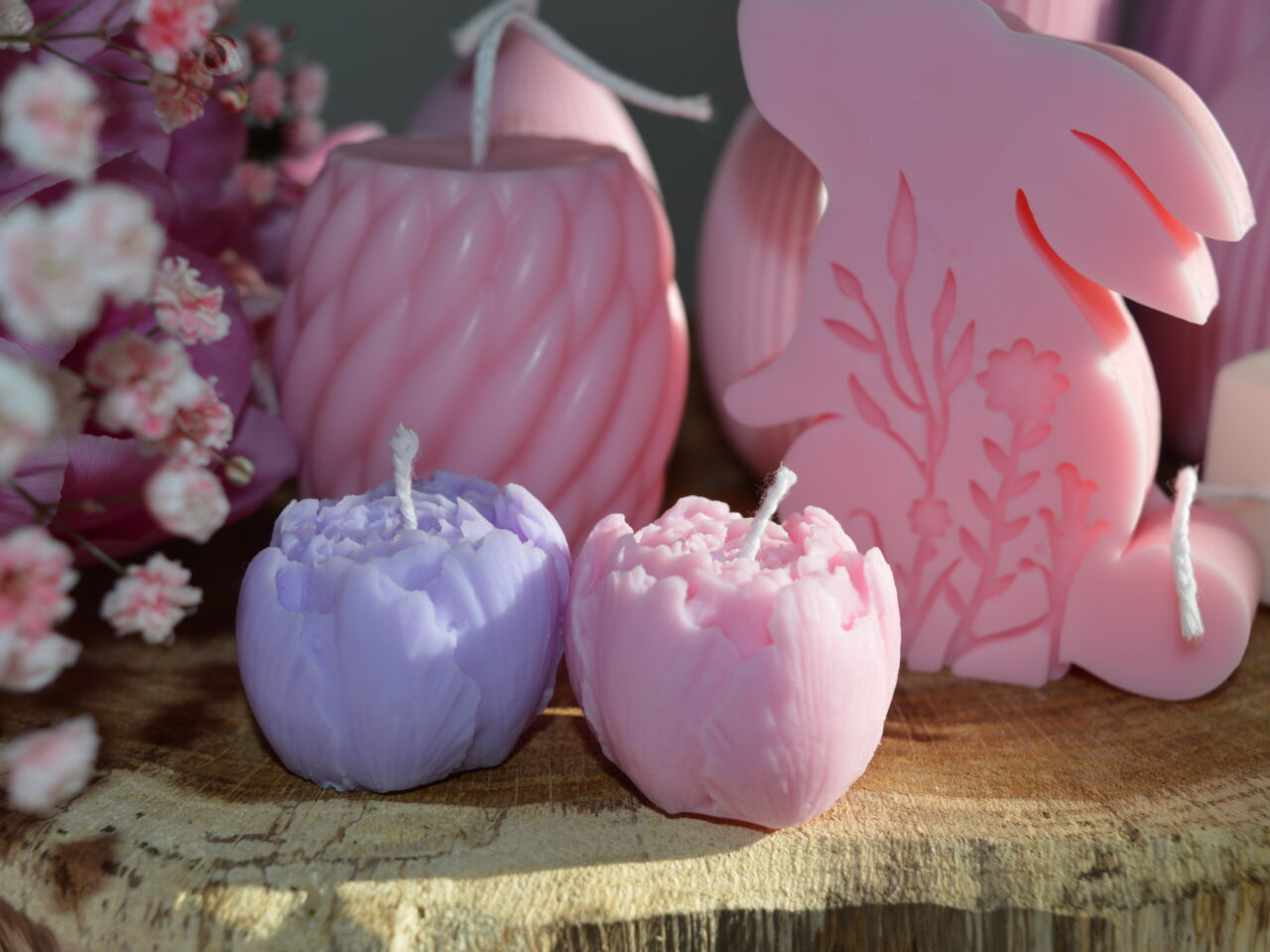 Świeca zając wielkanocny różowy